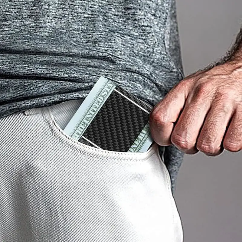 New Card Holder Portable Moisture-Proof Carbon Fiber Cross-Border Amazon Popular Ebay Stripesd Wallet Card Holder Copper Wallet — feature 8