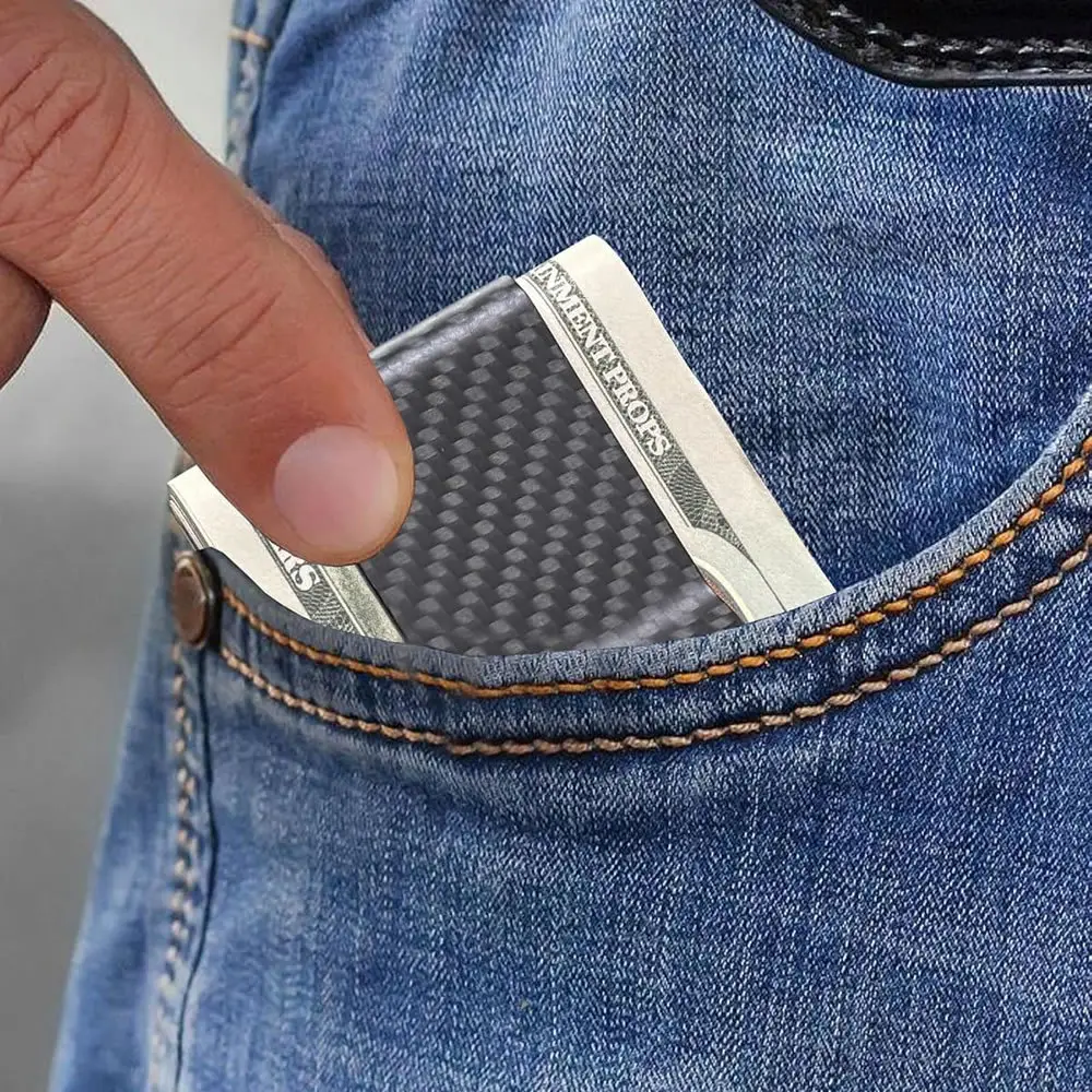 New Card Holder Portable Moisture-Proof Carbon Fiber Cross-Border Amazon Popular Ebay Stripesd Wallet Card Holder Copper Wallet — feature 9