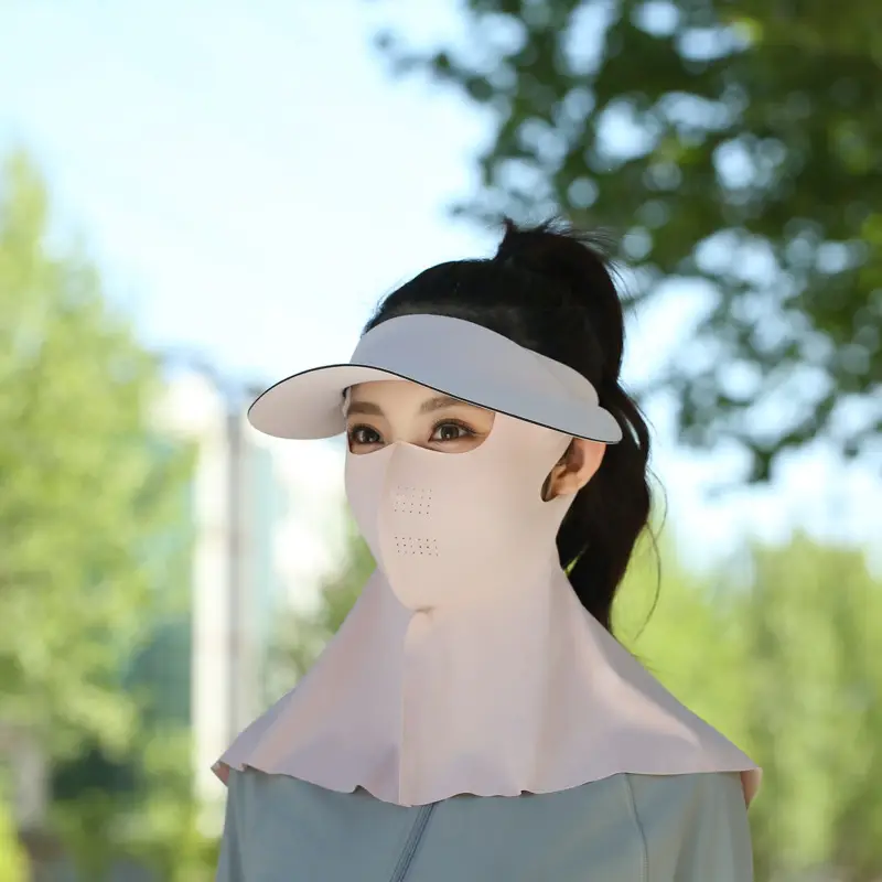 Women's Reusable Sun Protective Mask with Veil Cap - Image 5
