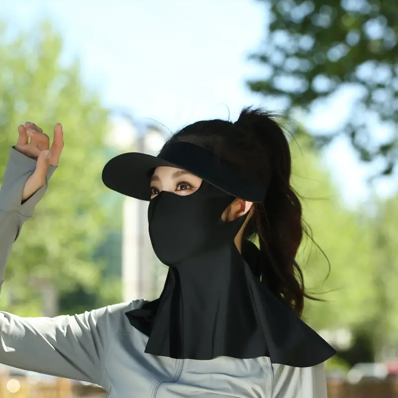 Women's Reusable Sun Protective Mask with Veil Cap - Image 7