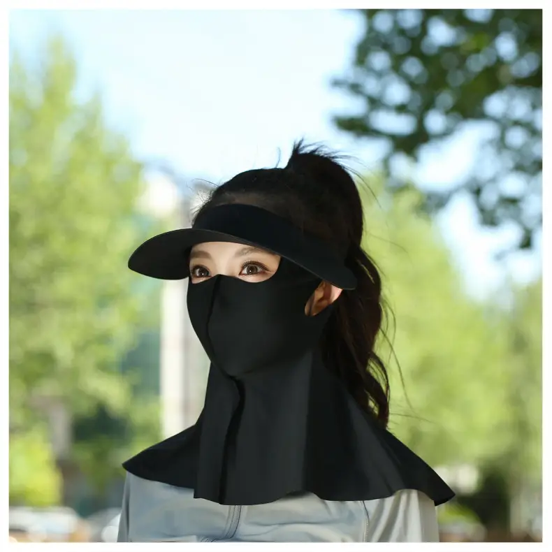 Women's Reusable Sun Protective Mask with Veil Cap — feature 23