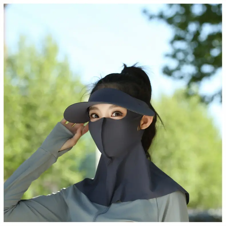 Women's Reusable Sun Protective Mask with Veil Cap — feature 24