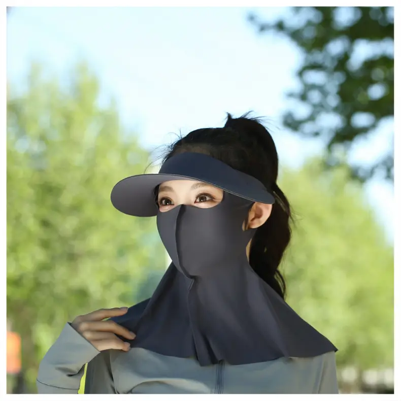 Women's Reusable Sun Protective Mask with Veil Cap — feature 26