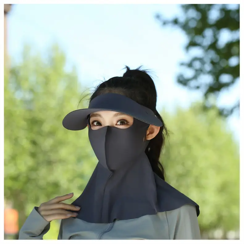 Women's Reusable Sun Protective Mask with Veil Cap — feature 27