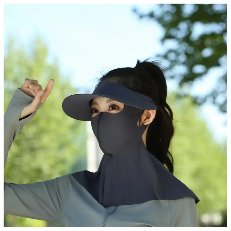 Women's Reusable Sun Protective Mask with Veil Cap — feature 28
