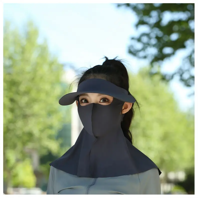 Women's Reusable Sun Protective Mask with Veil Cap — feature 29
