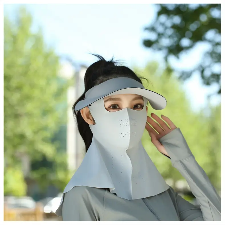 Women's Reusable Sun Protective Mask with Veil Cap — feature 31