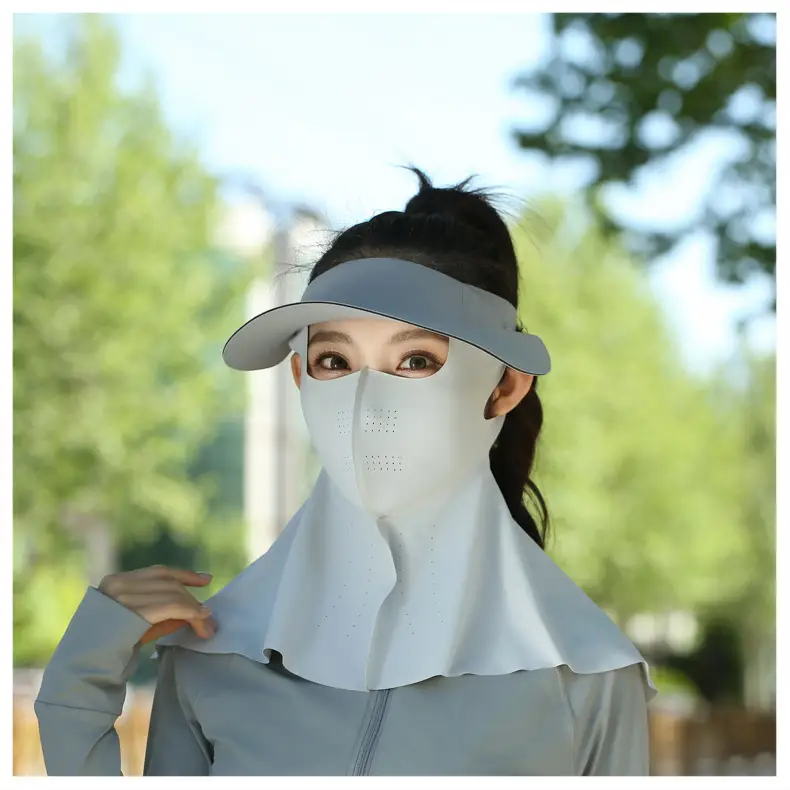 Women's Reusable Sun Protective Mask with Veil Cap — feature 32