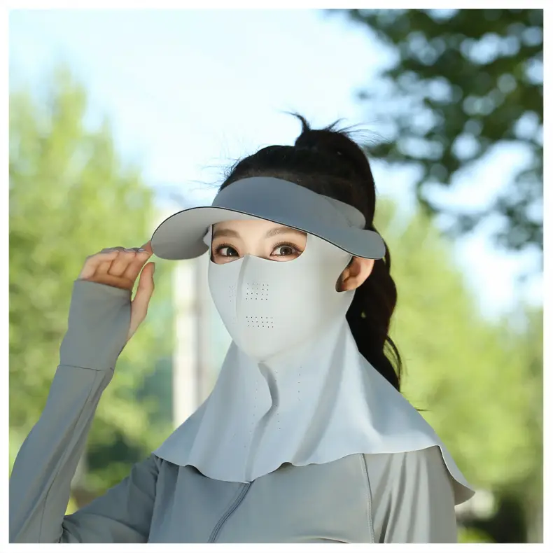 Women's Reusable Sun Protective Mask with Veil Cap — feature 33