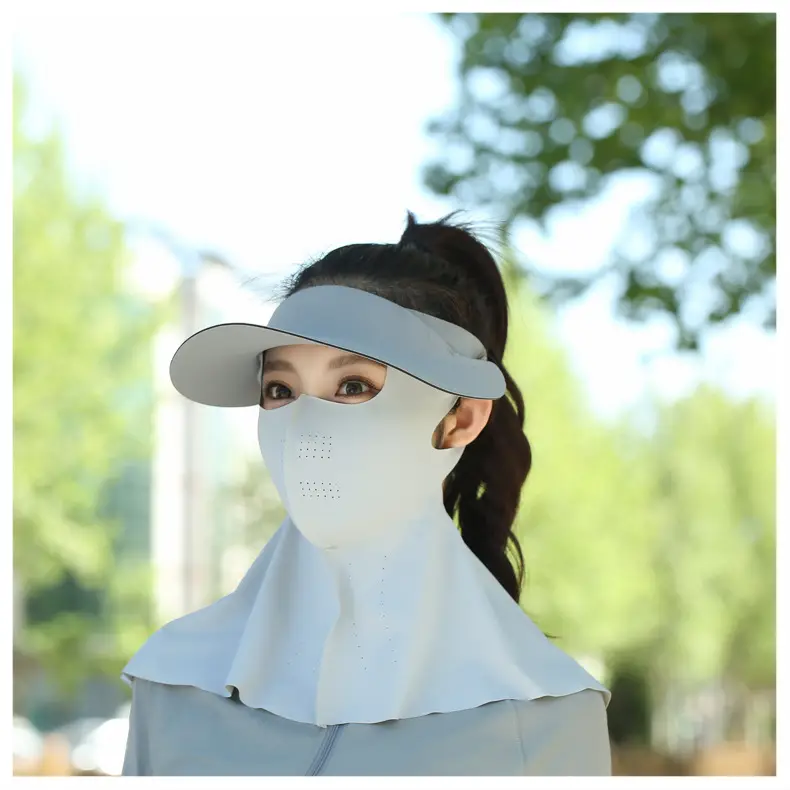 Women's Reusable Sun Protective Mask with Veil Cap — feature 34