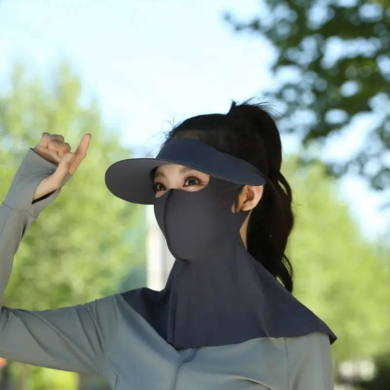 Women's Reusable Sun Protective Mask with Veil Cap - Image 2