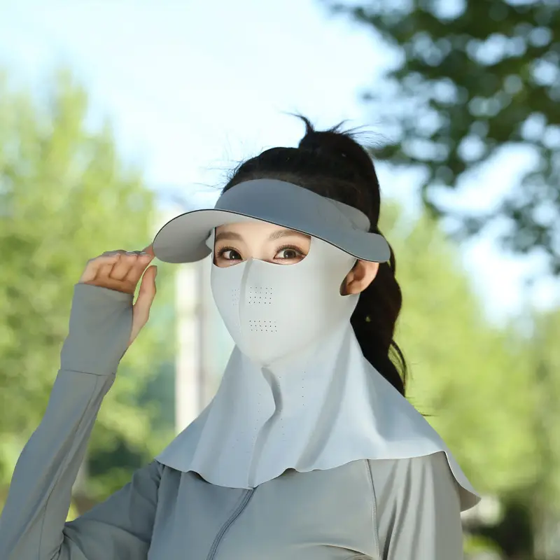 Women's Reusable Sun Protective Mask with Veil Cap - Image 3