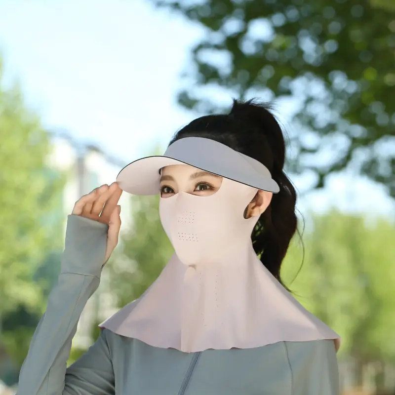 Women's Reusable Sun Protective Mask with Veil Cap - Image 4