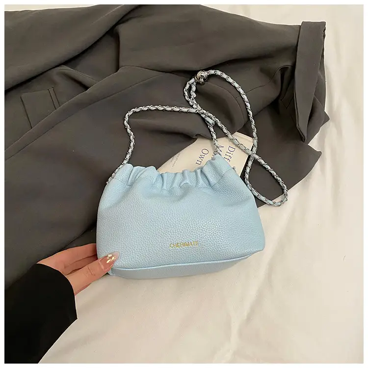 Women's Creamy Cloud Chain Shoulder Bag with Drawstring Closure - Image 2