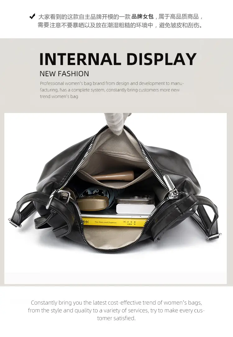 Women's Black Leather Crossbody Bag 2025 Large Capacity — feature 2