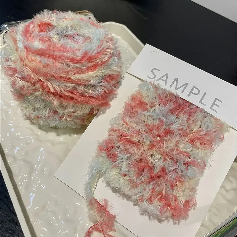 Fancy Yarn, Section-Dyed Fur Thread, Knitted Scarf, Coral Velvet, Imitation Mink Velvet, Hand-Knitted DIY Crochet