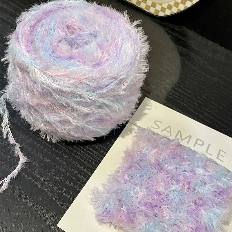 Fancy Yarn, Section-Dyed Fur Thread, Knitted Scarf, Coral Velvet, Imitation Mink Velvet, Hand-Knitted DIY Crochet