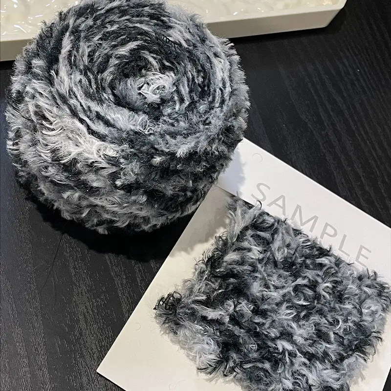 Fancy Yarn, Section-Dyed Fur Thread, Knitted Scarf, Coral Velvet, Imitation Mink Velvet, Hand-Knitted DIY Crochet