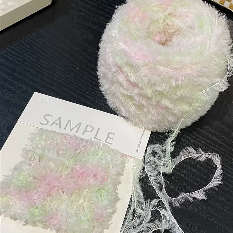 Fancy Yarn, Section-Dyed Fur Thread, Knitted Scarf, Coral Velvet, Imitation Mink Velvet, Hand-Knitted DIY Crochet