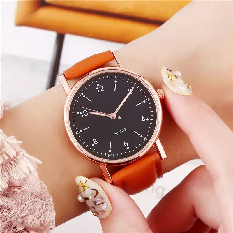 Black Luminous Quartz Women's Watch with Green LED Display - Image 27