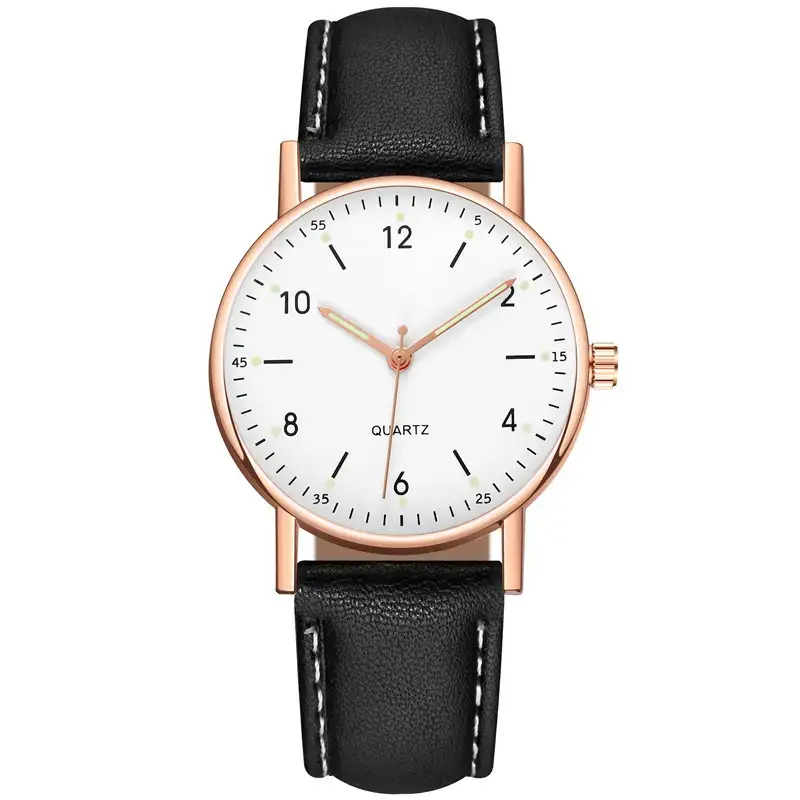 Black Luminous Quartz Women's Watch with Green LED Display - Image 13