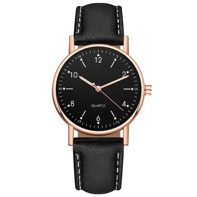 Black Luminous Quartz Women's Watch with Green LED Display - Image 16