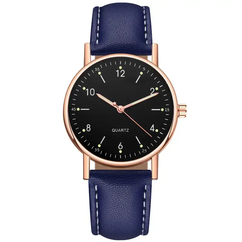 Black Luminous Quartz Women's Watch with Green LED Display - Image 17
