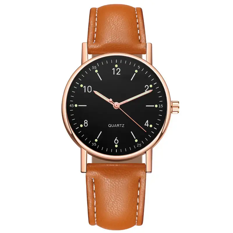 Black Luminous Quartz Women's Watch with Green LED Display - Image 18