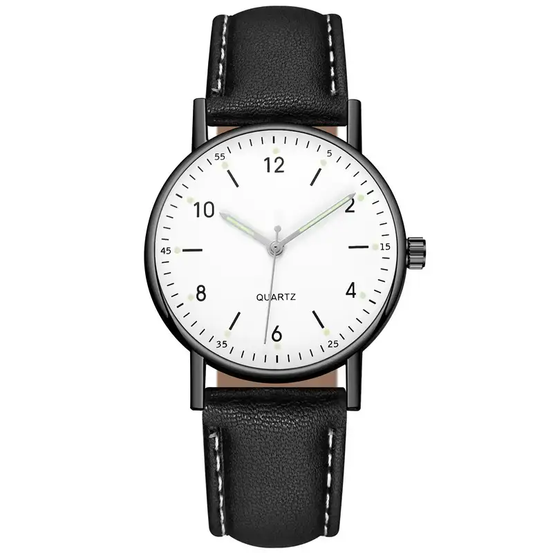 Black Luminous Quartz Women's Watch with Green LED Display - Image 2