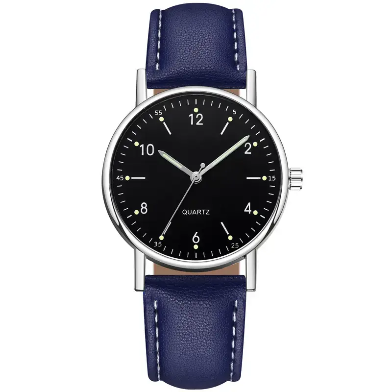 Black Luminous Quartz Women's Watch with Green LED Display - Image 23