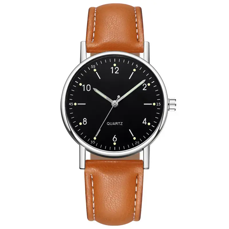 Black Luminous Quartz Women's Watch with Green LED Display - Image 24