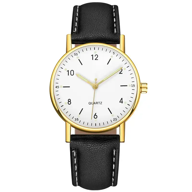 Black Luminous Quartz Women's Watch with Green LED Display - Image 5