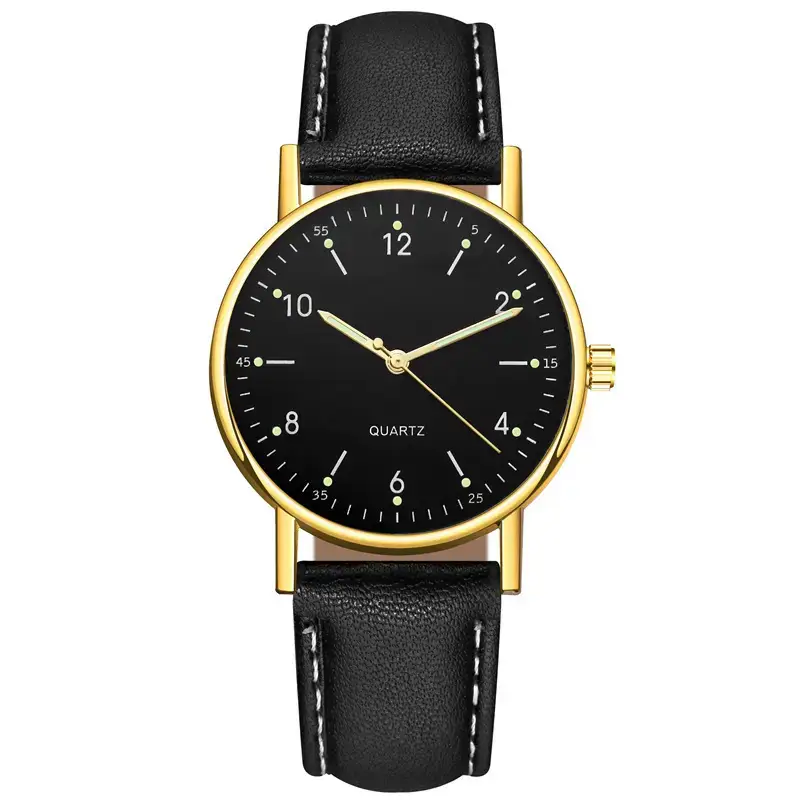 Black Luminous Quartz Women's Watch with Green LED Display - Image 8