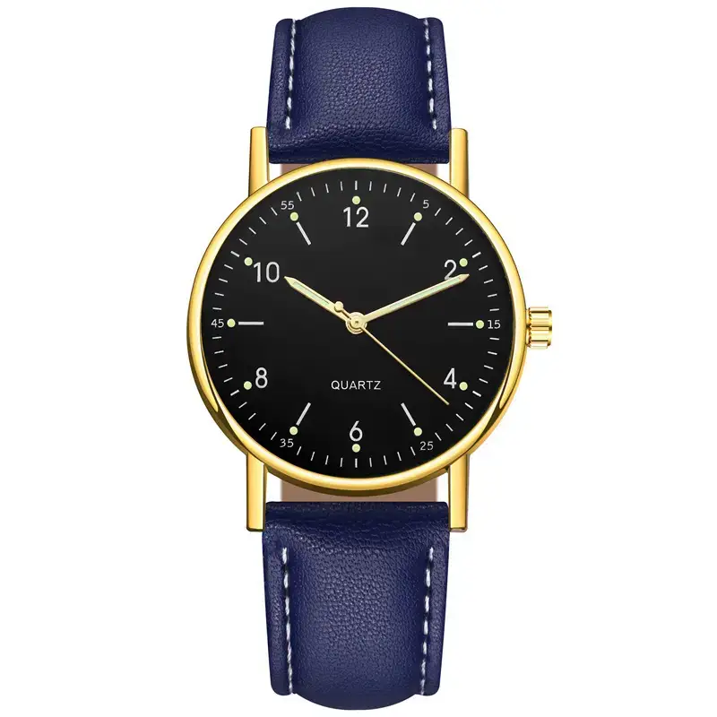 Black Luminous Quartz Women's Watch with Green LED Display - Image 9