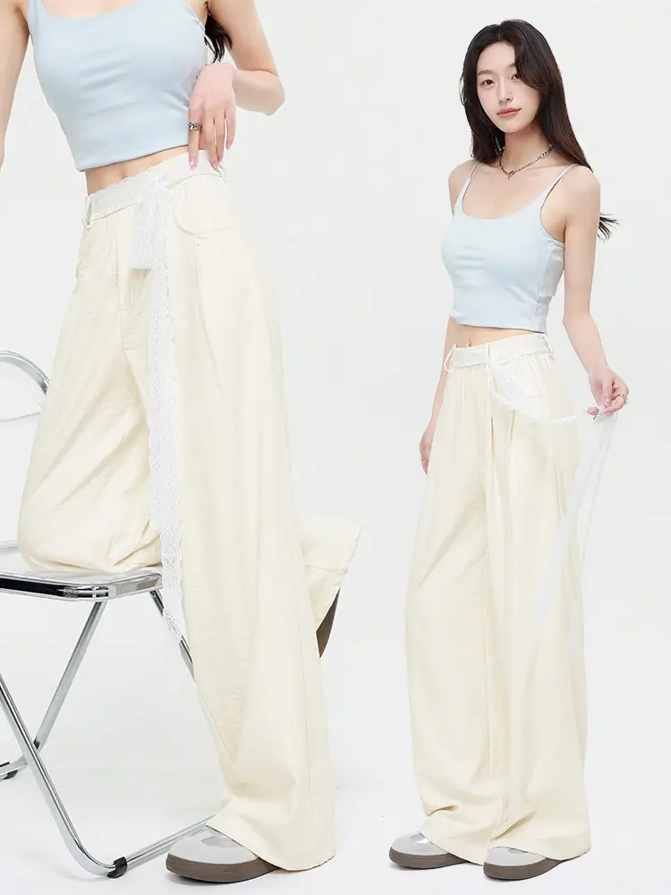 Women Wide Leg Pants Summer 2026 Pure Color