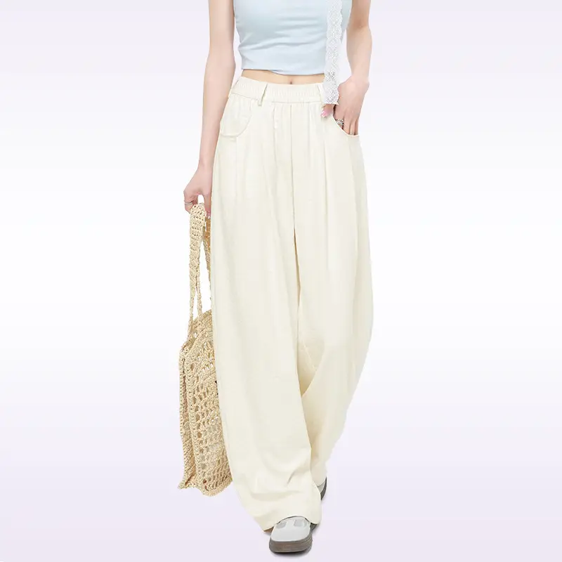 Women Wide Leg Pants Summer 2026 Pure Color