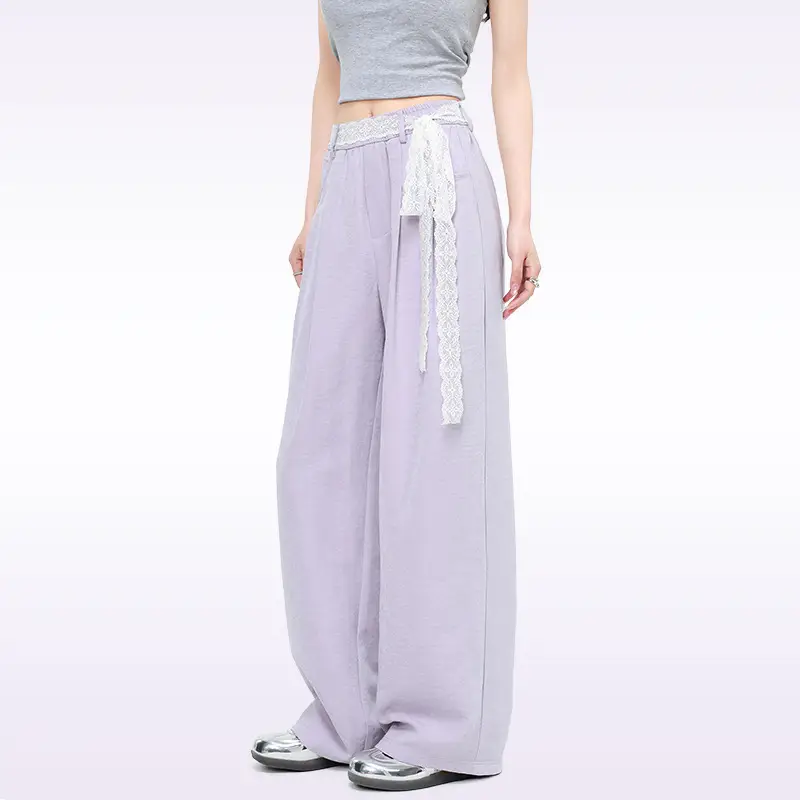 Women Wide Leg Pants Summer 2026 Pure Color