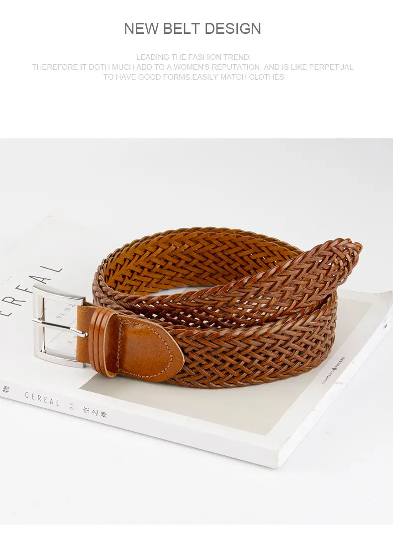 Woven Punch-Free Ladies Belt with Casual Pants — feature 10