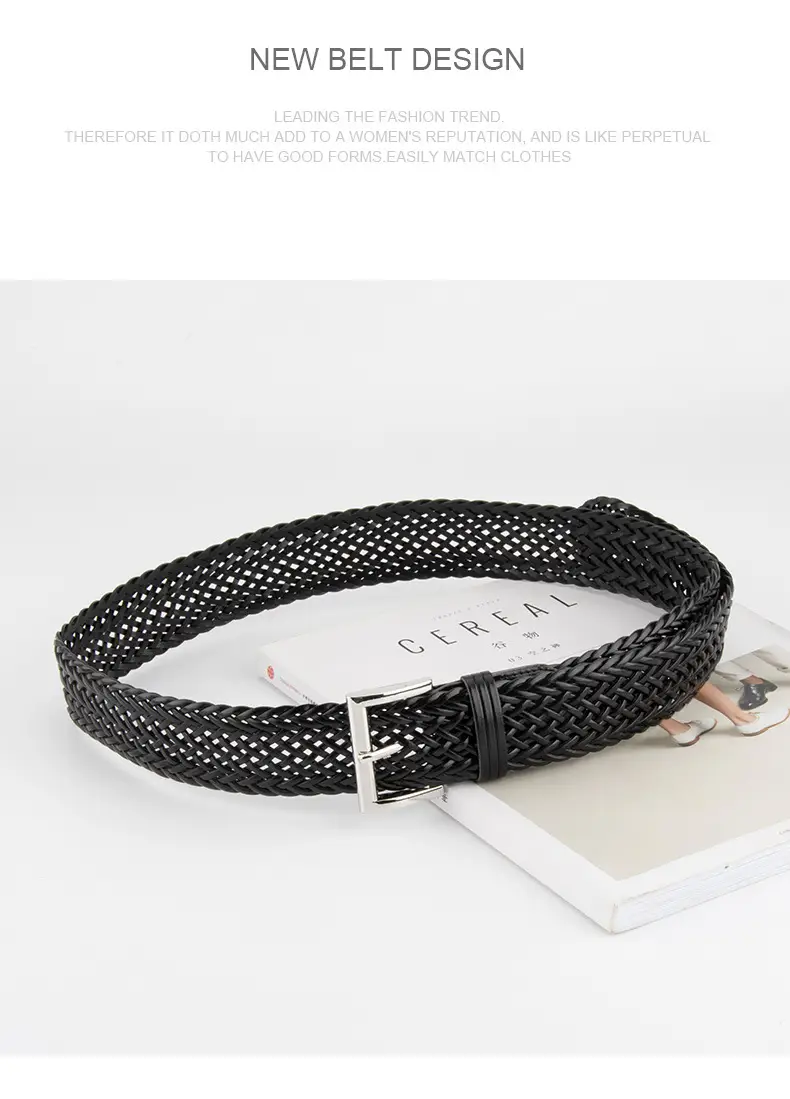 Woven Punch-Free Ladies Belt with Casual Pants — feature 12