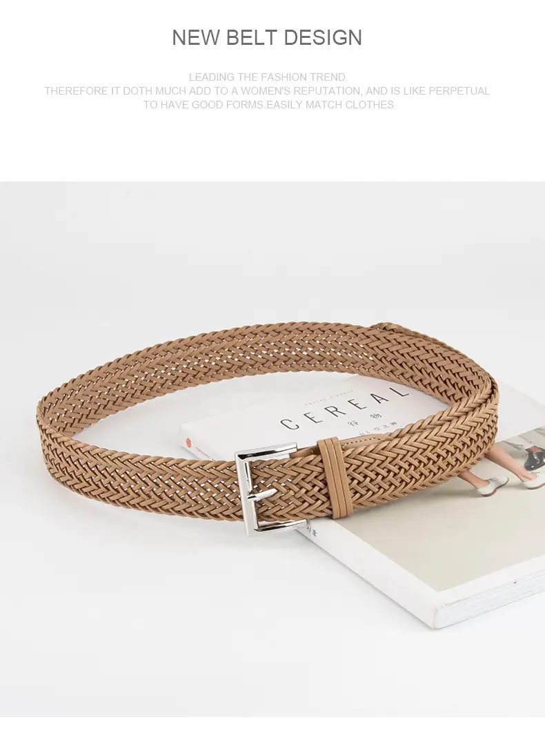 Woven Punch-Free Ladies Belt with Casual Pants — feature 14