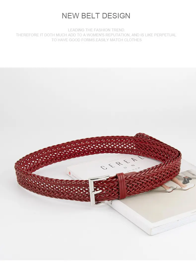 Woven Punch-Free Ladies Belt with Casual Pants — feature 15