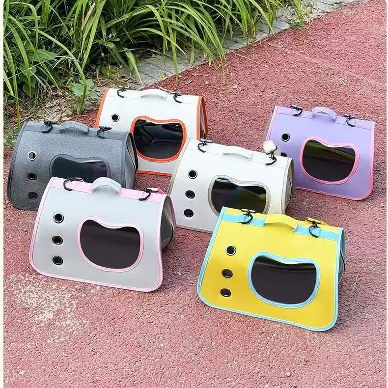 Foldable Pet Bag Yellow Blue Portable Crossbody
