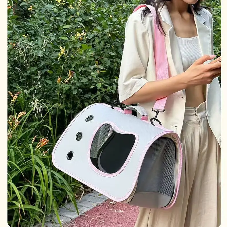 Foldable Pet Bag Yellow Blue Portable Crossbody