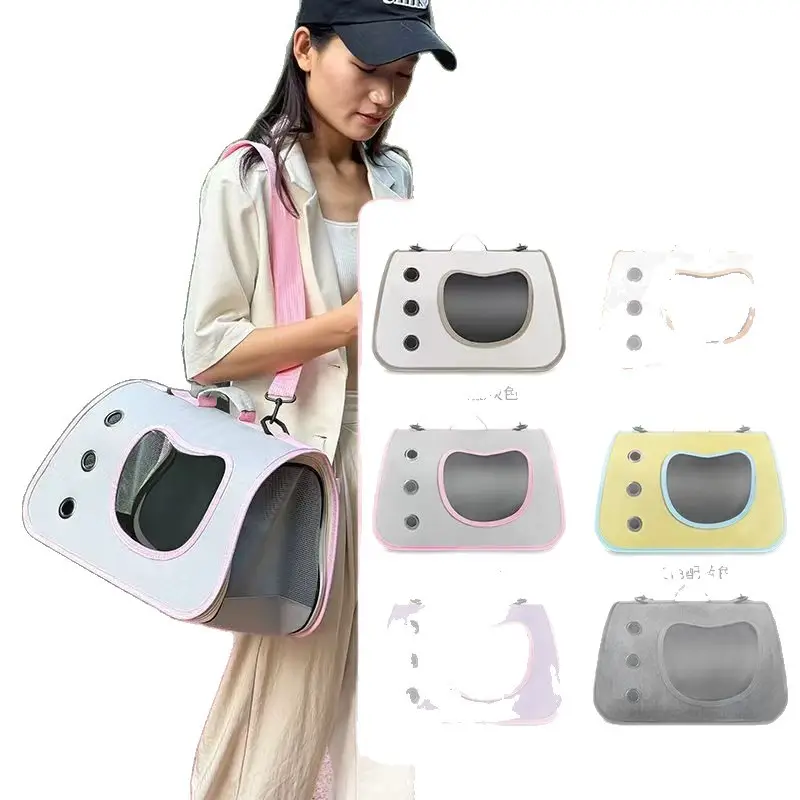 Foldable Pet Bag Yellow Blue Portable Crossbody