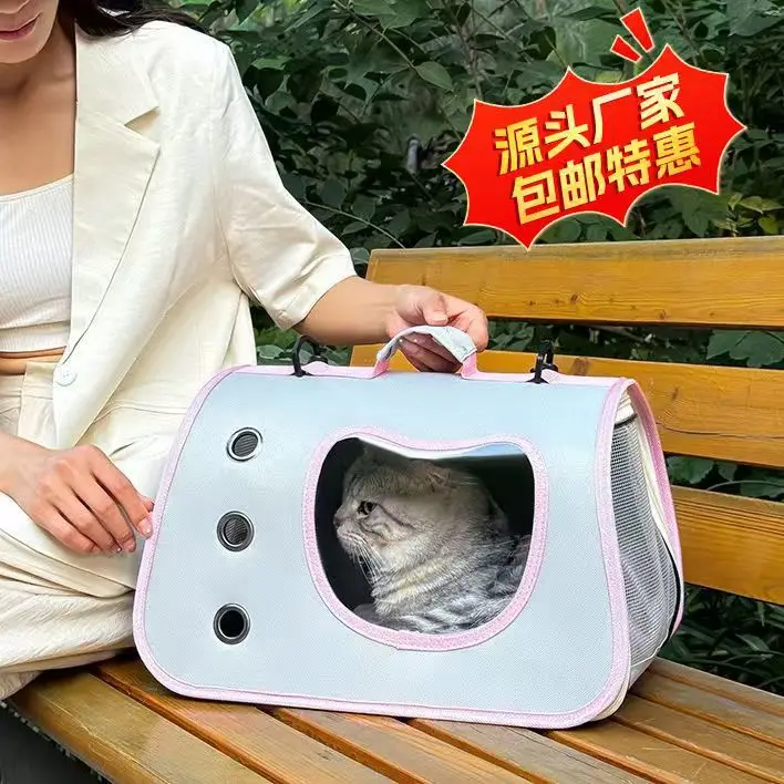 Foldable Pet Bag Yellow Blue Portable Crossbody — feature 5