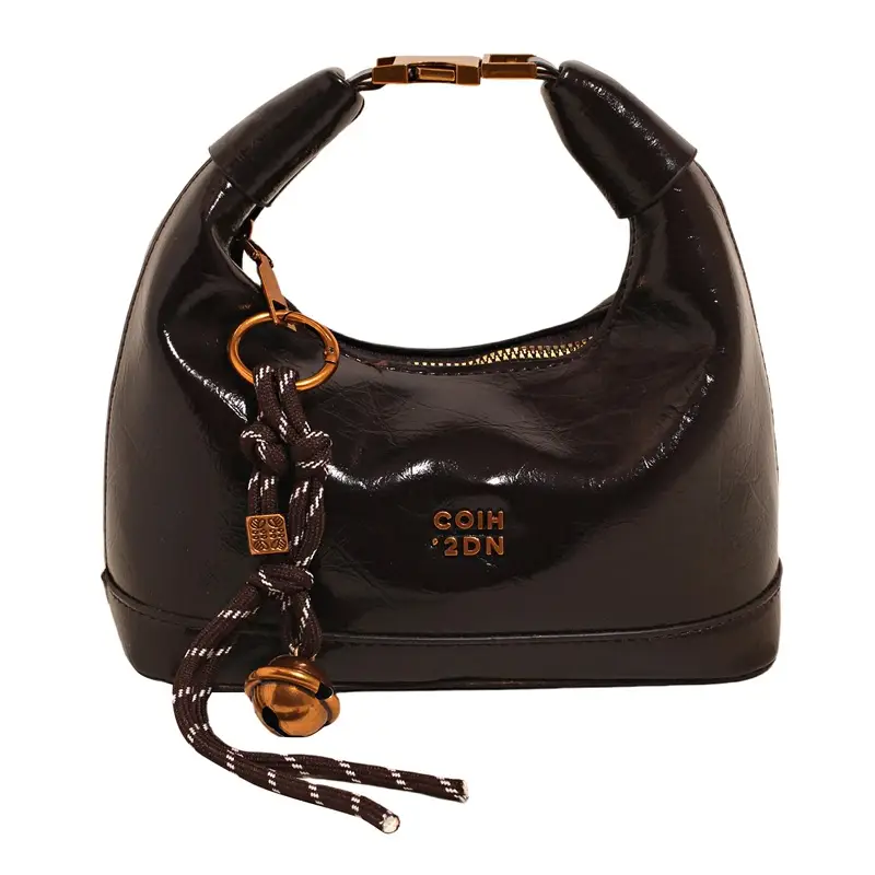 Women Retro Shoulder Bag Brown Gold Zipper Commuter Crossbody - Image 13