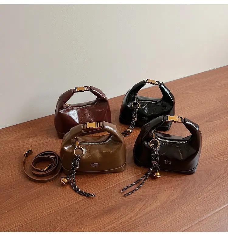 Women Retro Shoulder Bag Brown Gold Zipper Commuter Crossbody — feature 14