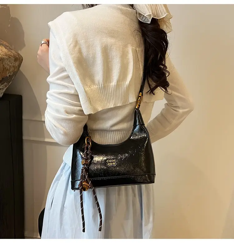 Women Retro Shoulder Bag Brown Gold Zipper Commuter Crossbody — feature 25