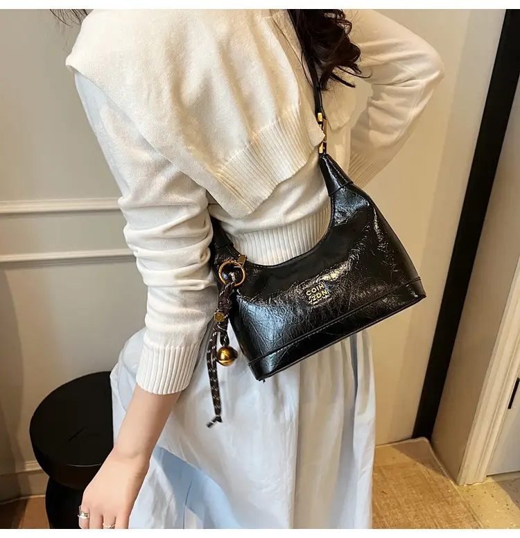 Women Retro Shoulder Bag Brown Gold Zipper Commuter Crossbody — feature 26