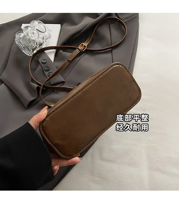 Women Retro Shoulder Bag Brown Gold Zipper Commuter Crossbody — feature 6